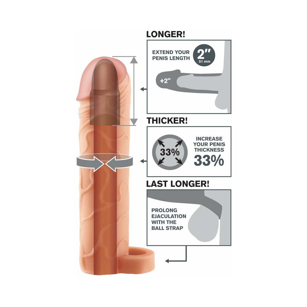 PIPEDREAM - FANTASY X-TENSIONS PERFECT 2 IN. EXTENSION WITH BALL STRAP BEIGE