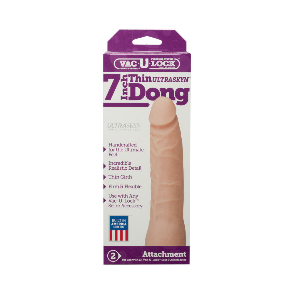 DOC JOHNSON - VAC-U-LOCK- 7-INCH THIN DONG - ULTRASKYN WHITE