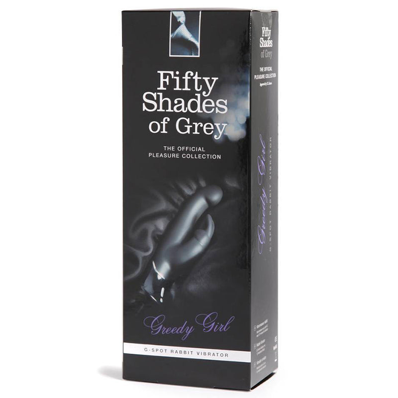 FIFTY SHADES OF GREY - GREEDY GIRL RECHARGEABLE SILICONE G-SPOT RABBIT VIBRATOR BLACK