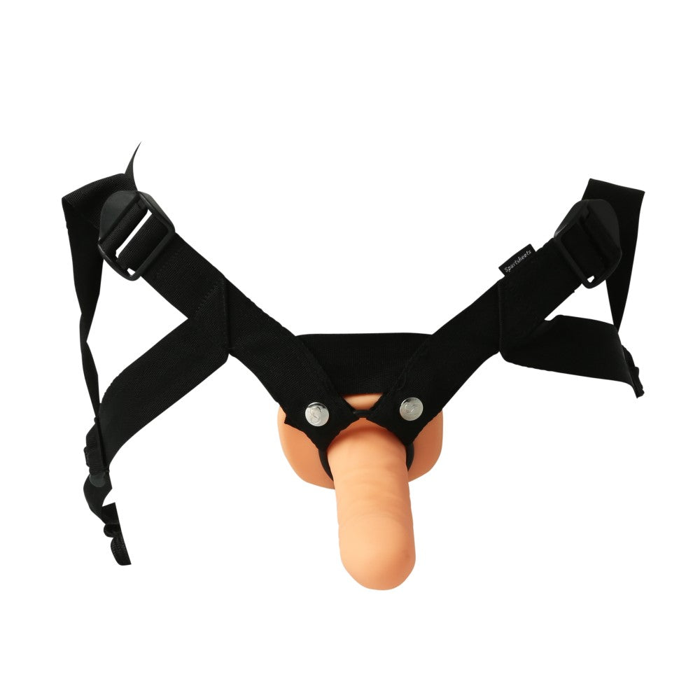 SPORTSHEETS EVERLASTER STUD 6.5 IN. HOLLOW DILDO WITH ADJUSTABLE STRAP-ON HARNESS