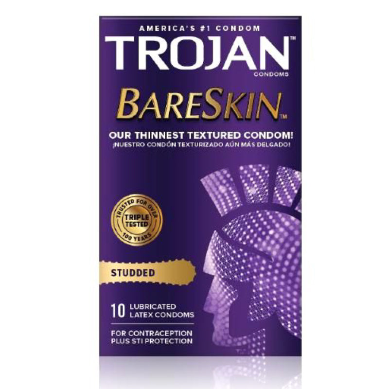 TROJAN STUDDED BARESKIN CONDOMS (10)