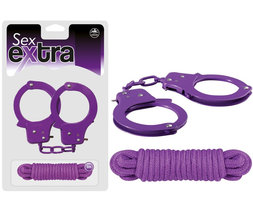NMC - SEX EXTRA - METAL CUFFS & LOVE ROPE PURPLE