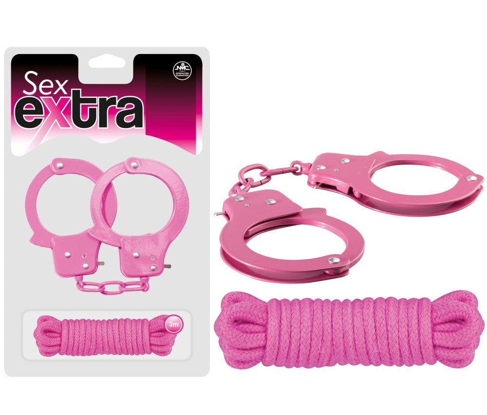 NMC - SEX EXTRA - METAL CUFFS & LOVE ROPE PINK