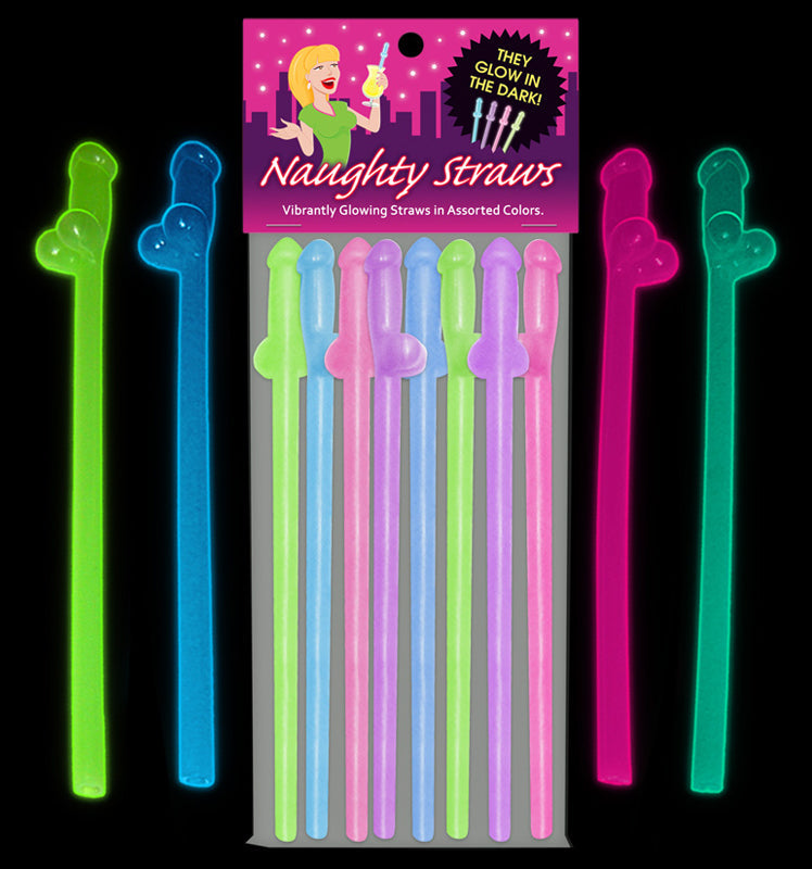 GLOW-IN-THE-DARK NAUGHTY STRAWS 8-PACK