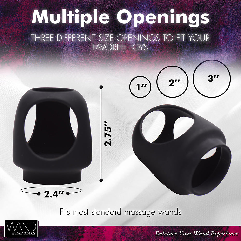 WAND ESSENTIALS SILICONE STRAP CAP WAND HARNESS FOR DILDOS BLACK