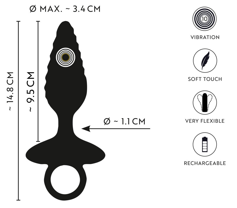 ANOS - FLEXIBLE BUTT PLUG TWISTED DESIGN WITH VIBRATIONS