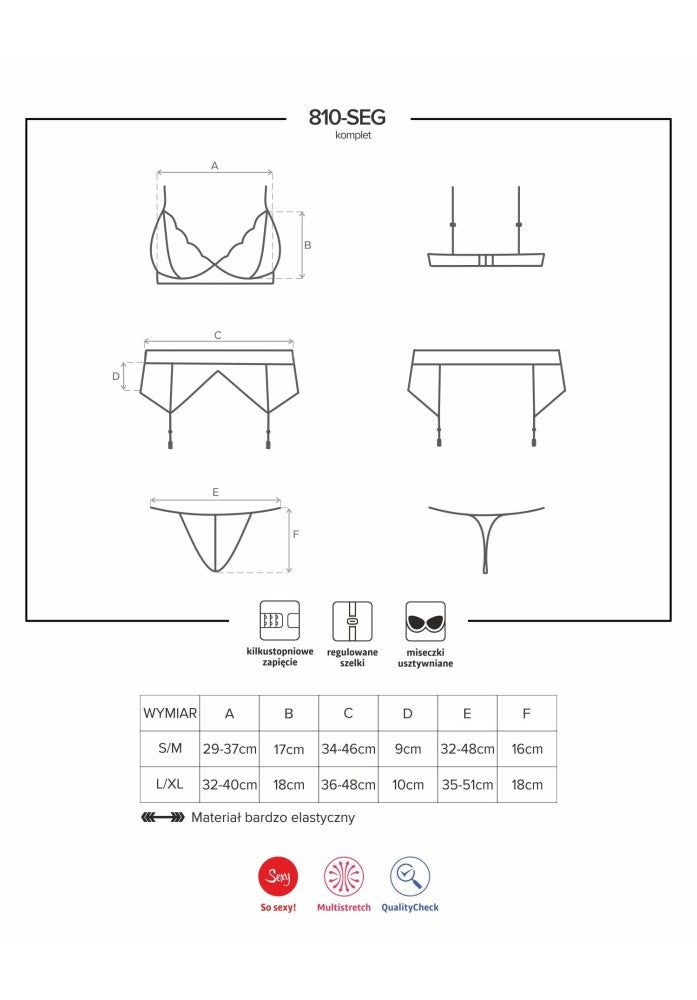 OBSESSIVE - 810-SEG-2 3 PCS SET WHITE L/XL