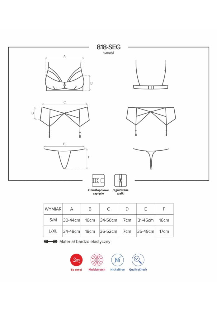 OBSESSIVE - 818-SEG-1 3 PCS SET S/M