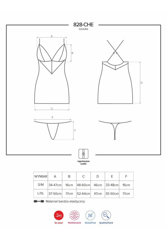 OBSESSIVE - 828-CHE-1 CHEMISE & THONG S/M