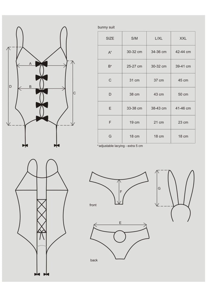 OBSESSIVE - BUNNY SUIT 4 PCS COSTUME PINK S/M