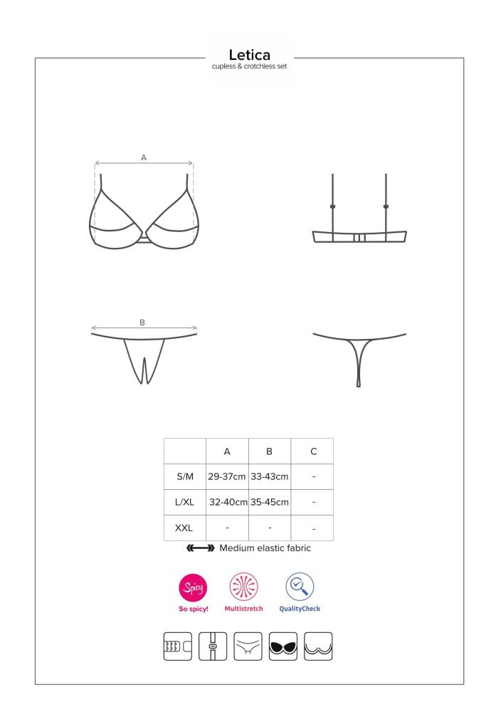 OBSESSIVE - LETICA 2 PCS CUPLESS SET BLACK L/XL