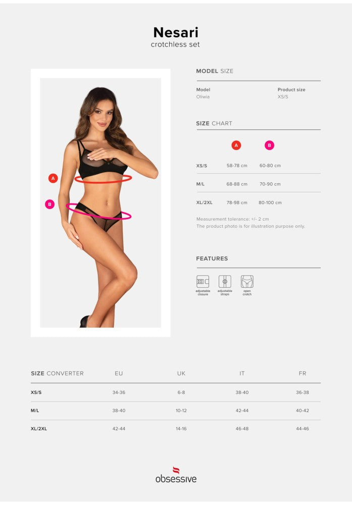 OBSESSIVE - NESARI 2-PCS CROTCHLESS SET XL/2XL