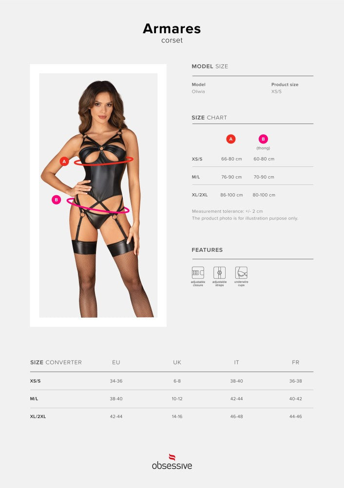 OBSESSIVE - ARMARES CORSET & THONG XS/S