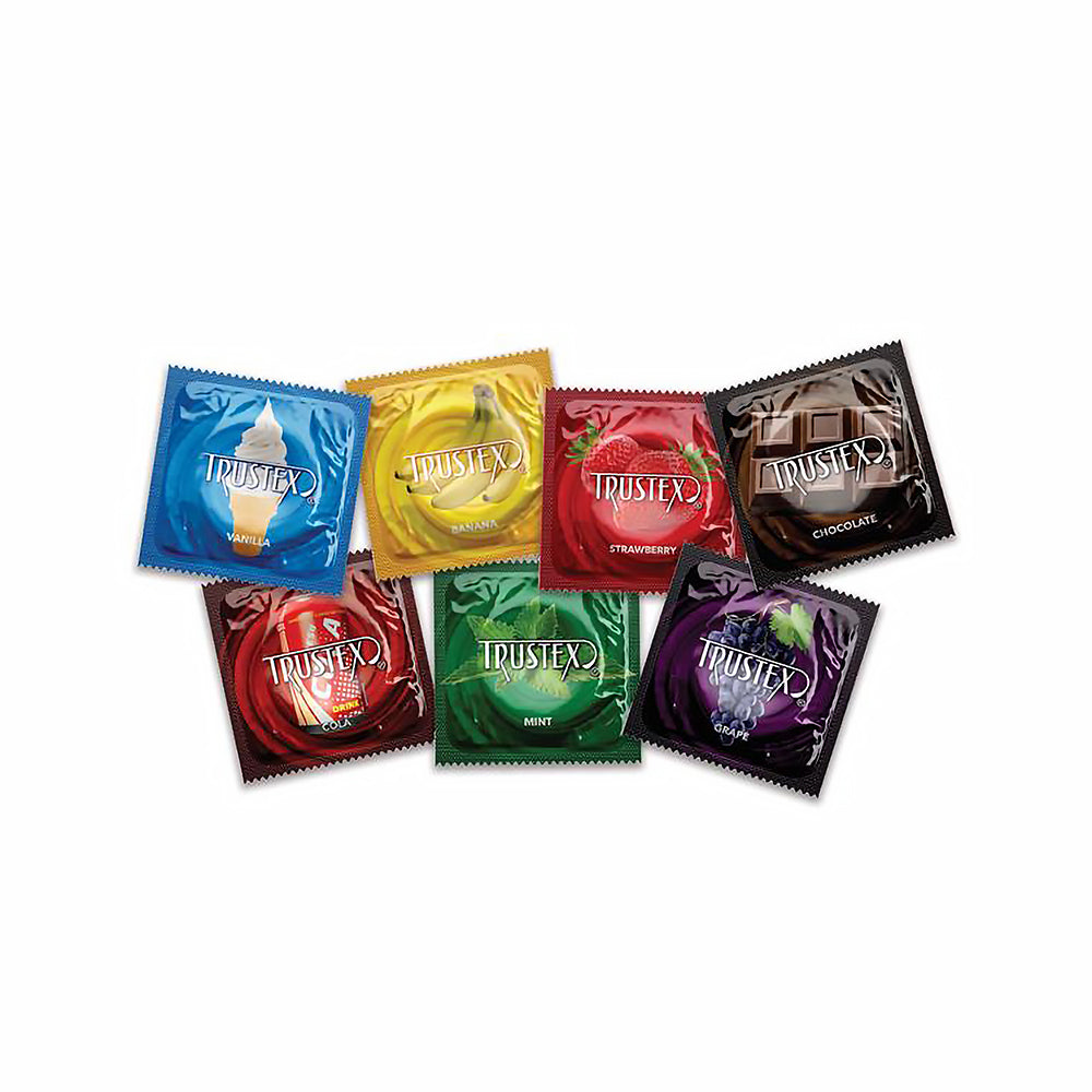 TRUSTEX - FLAVORED CONDOM (ASSORTED/144 PER DISPLAY)