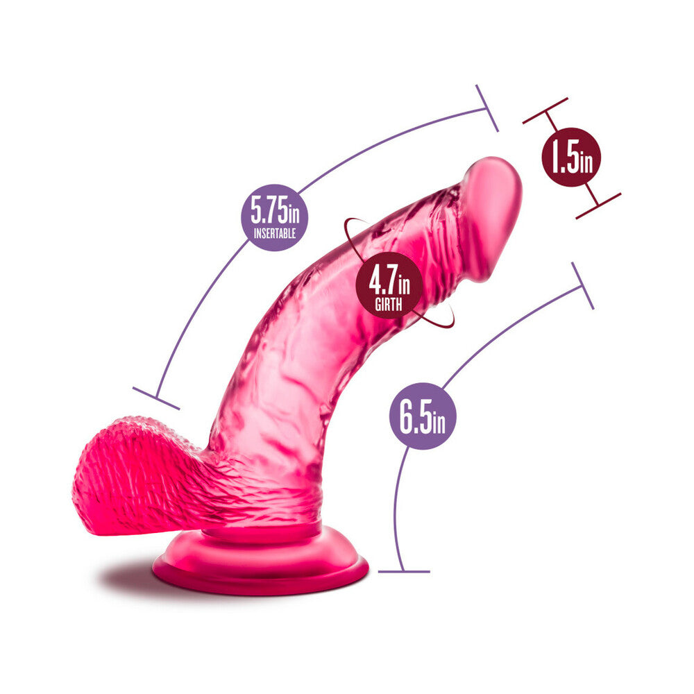 B YOURS SWEET ''N HARD 8 REALISTIC 6.5 IN. DILDO WITH BALLS PINK