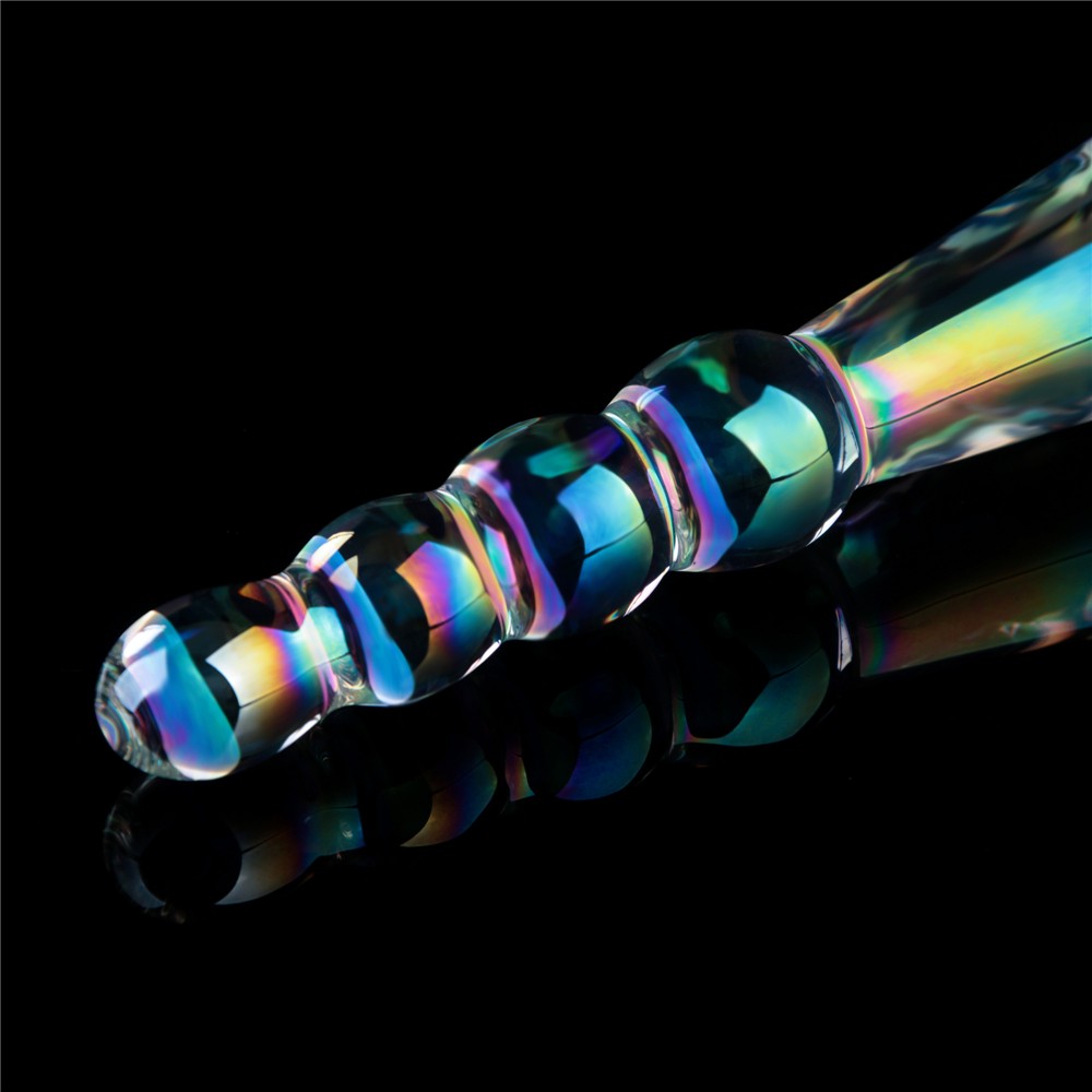 LOVETOY - TWILIGHT GLEAM GLASS DILDO- RISING RIPPLES