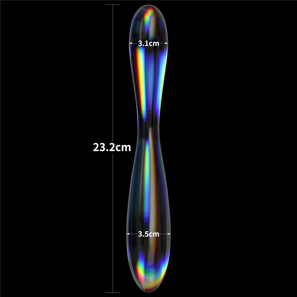LOVETOY - TWILIGHT GLEAM GLASS DILDO- DOUBLE DELIGHT