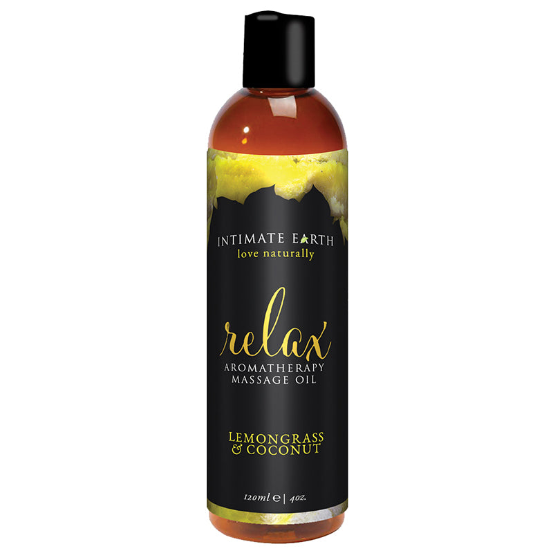 INTIMATE EARTH - RELAX AROMATHERAPY MASSAGE OIL LEMONGRASS & COCONUT 4 OZ.