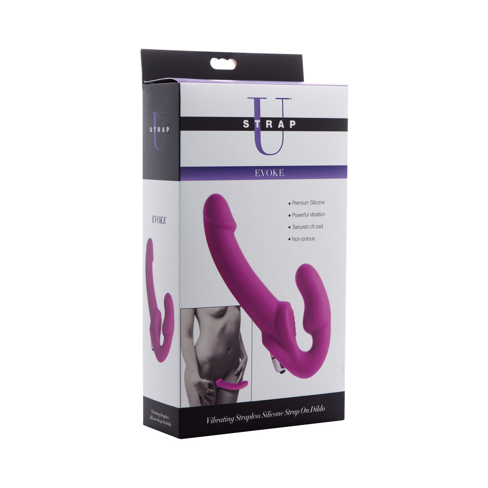 XR BRANDS - STRAP U EVOKE VIBRATING STRAPLESS SILICONE STRAP-ON DILDO