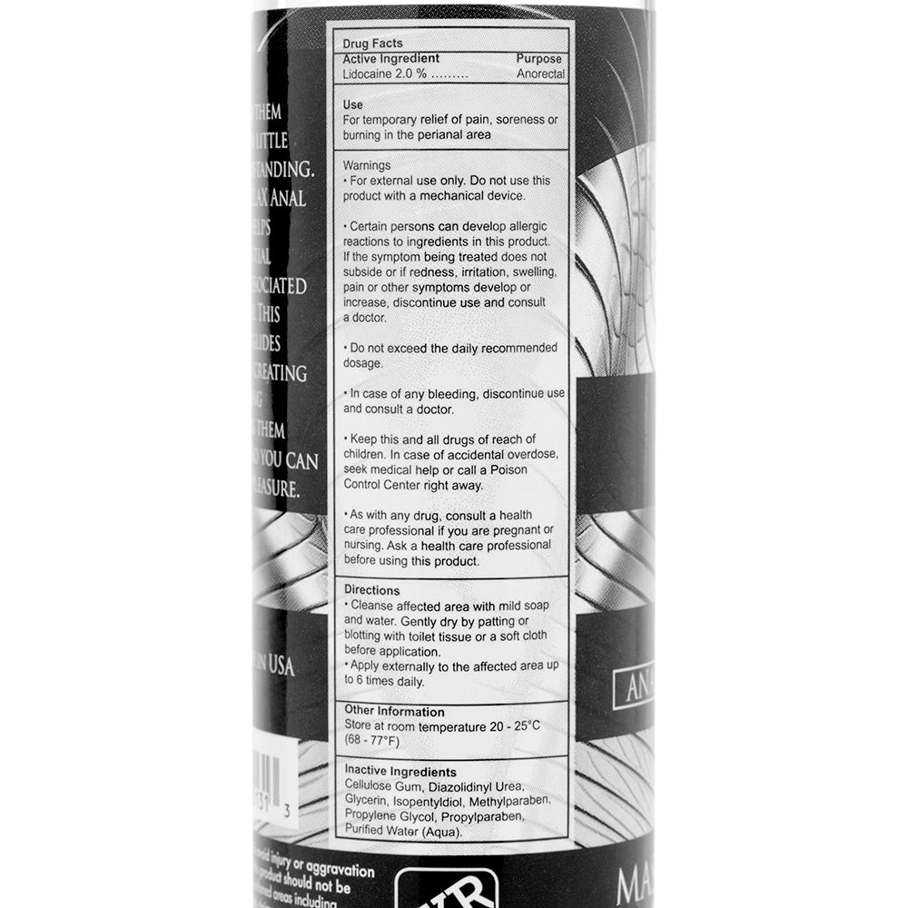 XR BRANDS - MASTER SERIES LUBRIFIANT DÉSENSIBILISANT POUR RELAXATION ANALE 125 ML