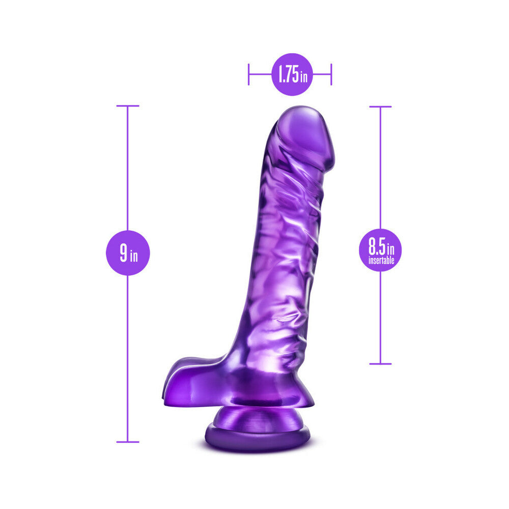 B YOURS BASIC 8 REALISTIC 9 IN. DILDO WITH BALLS PURPLE