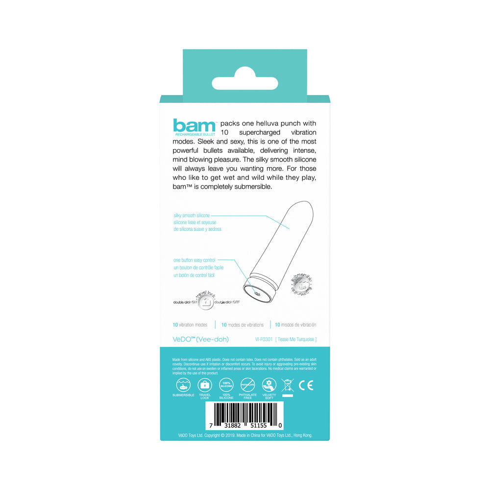 VEDO - BAM RECHARGEABLE BULLET - TEASE ME TURQUOISE