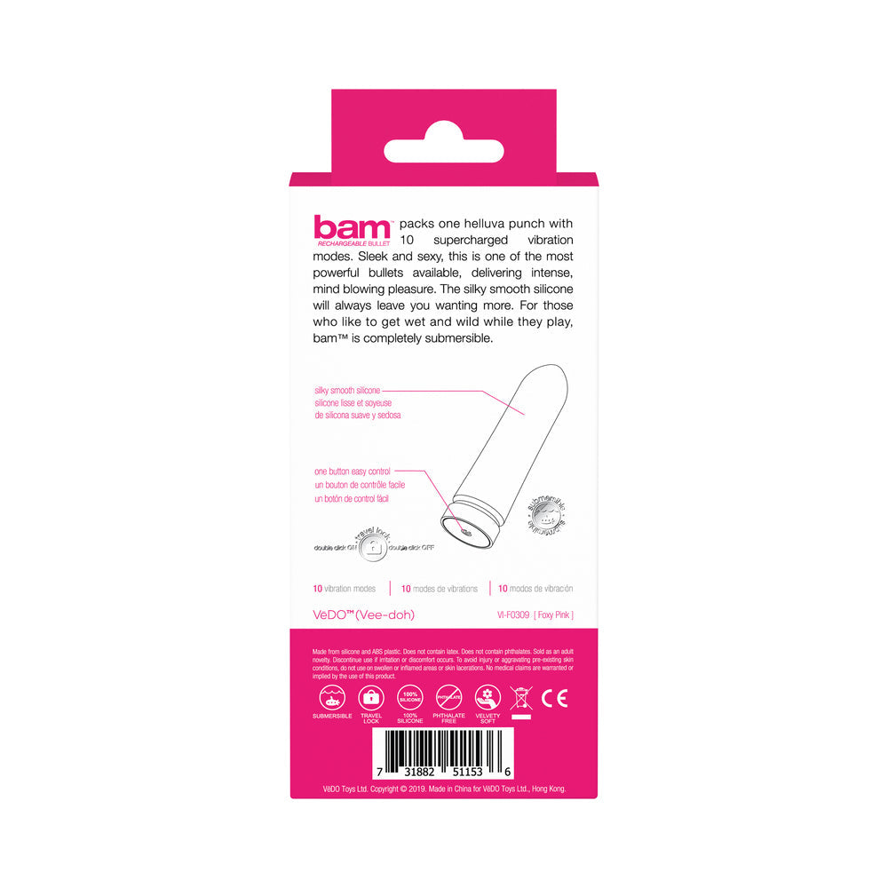 VEDO - BAM RECHARGEABLE BULLET - FOXY PINK