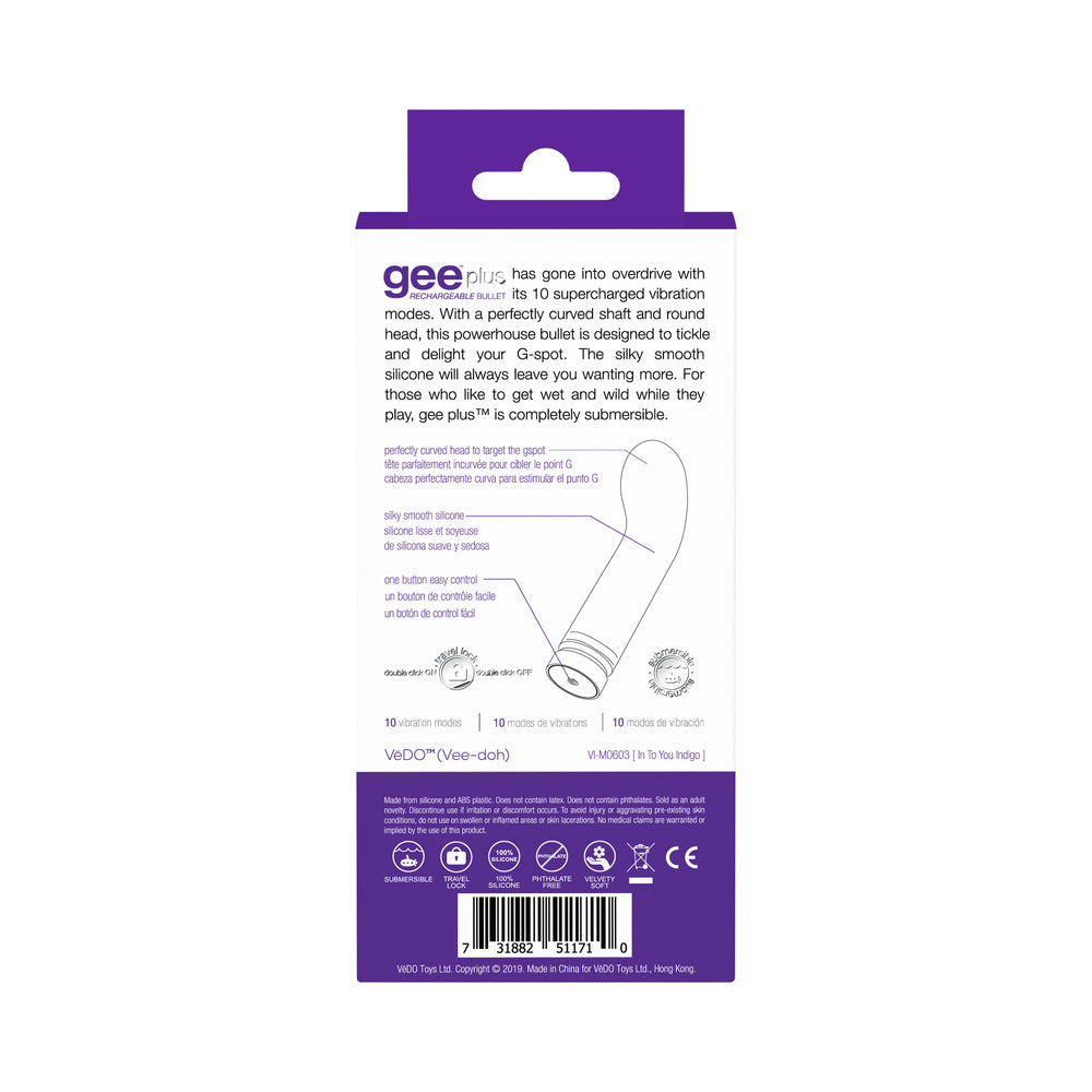 VEDO GEEPLUS RECHARGEABLE VIBE - INTO YOU INDIGO
