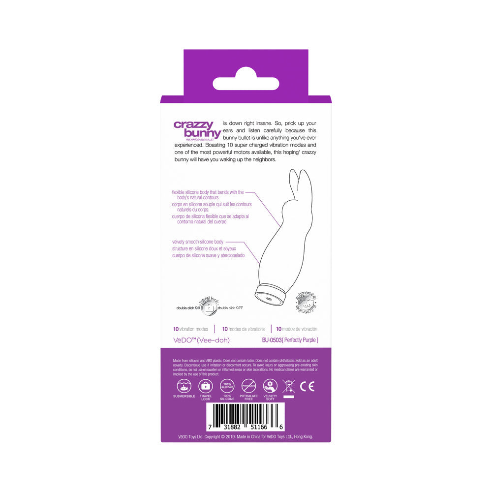 VEDO - CRAZZY BUNNY RECHARGEABLE MINI VIBE - DEEP PURPLE