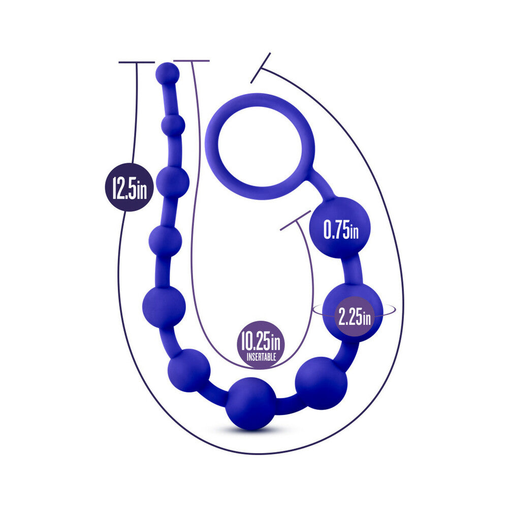 LUXE SILICONE 10 BEADS FOR ANAL PLAY INDIGO