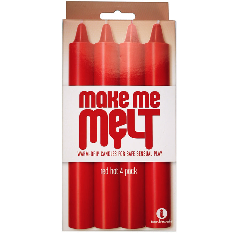 ICON BRANDS - THE 9''S, VELAS SENSUALES DE CERA CALIENTE QUE SE DERRAMA "MAKE ME MELT", PAQUETE DE 4, ROJO CALIENTE