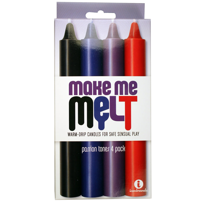 ICON BRANDS - THE 9''S, MAKE ME MELT SENSUAL WARM-DRIP CANDLES, 4 PACK, PASSION TONES