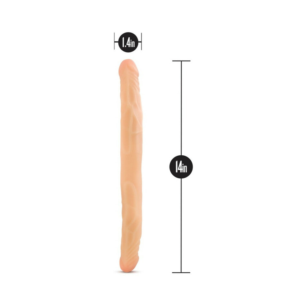 B YOURS 14 IN. DOUBLE DILDO BEIGE