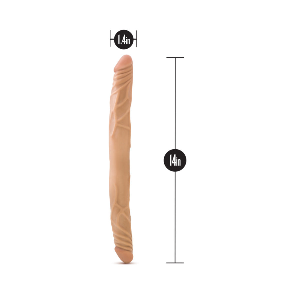 B YOURS 14 IN. DOUBLE DILDO TAN