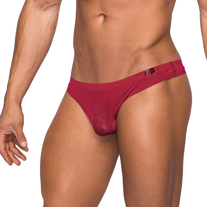 MALE POWER - SEAMLESS SLEEK SLEEK THONG W/SHEER POUCH WINE S/M