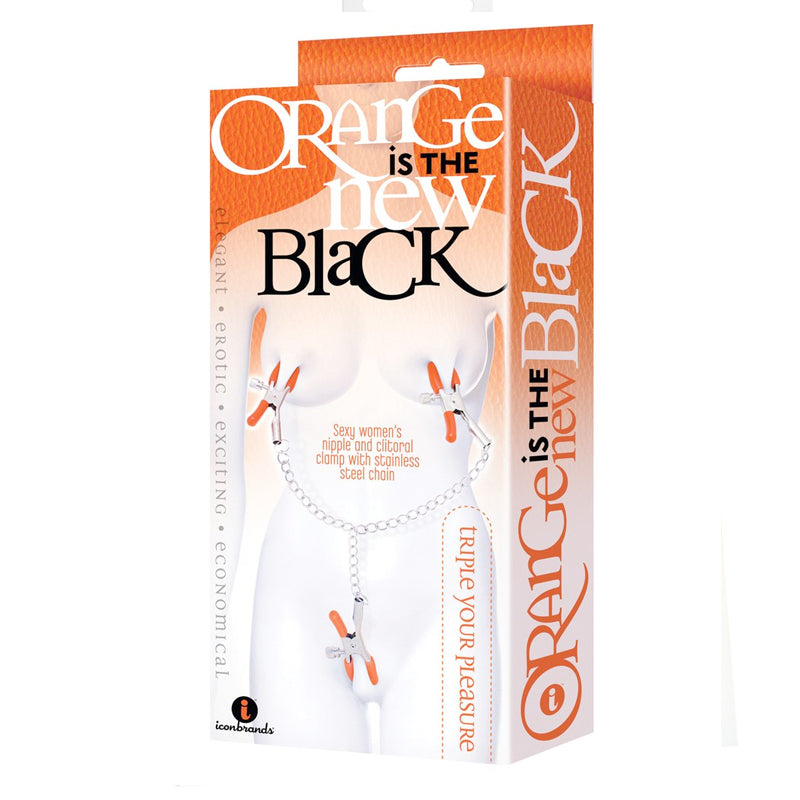 ICON BRANDS - THE 9''S, ORANGE IS THE NEW BLACK, TRIPLE YOUR PLEASURE CLAMPS & CHAIN