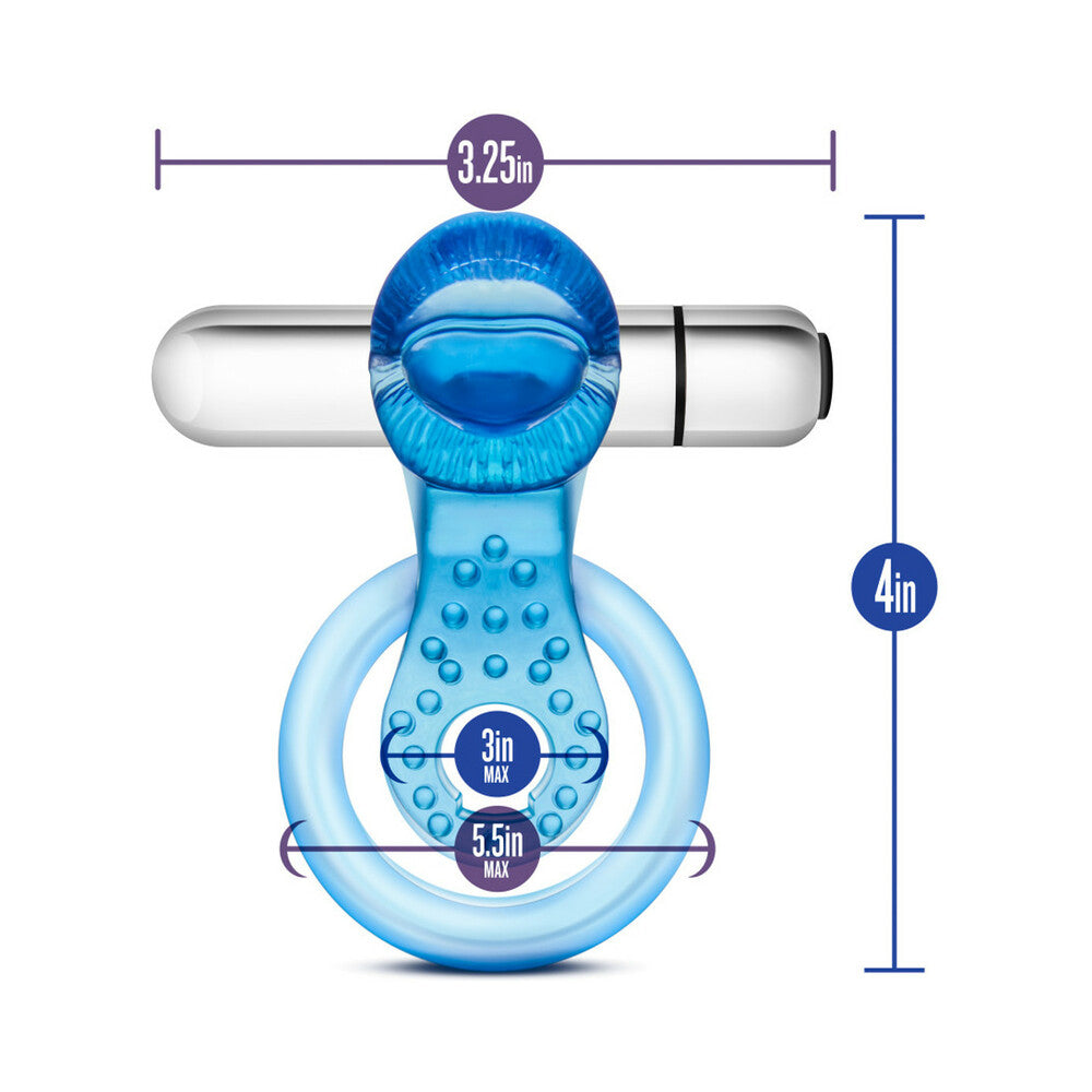 STAY HARD 10 FUNCTION VIBRATING TONGUE RING BLUE