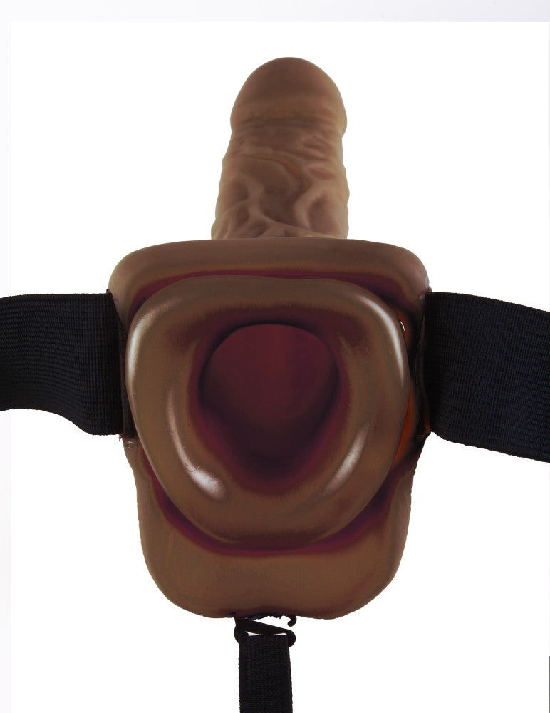PIPEDREAM - FETISH FANTASY SERIES - 9" HOLLOW STRAP-ON WITH BALLS BROWN/BLACK