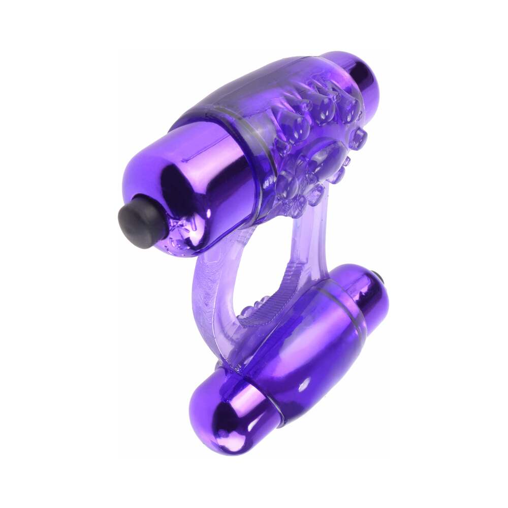 FANTASY C-RINGZ DUO-VIBRATING SUPER RING WITH DUAL BULLETS PURPLE