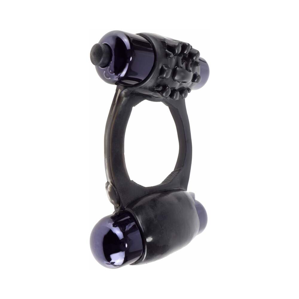 FANTASY C-RINGZ DUO-VIBRATING SUPER RING WITH DUAL BULLETS BLACK
