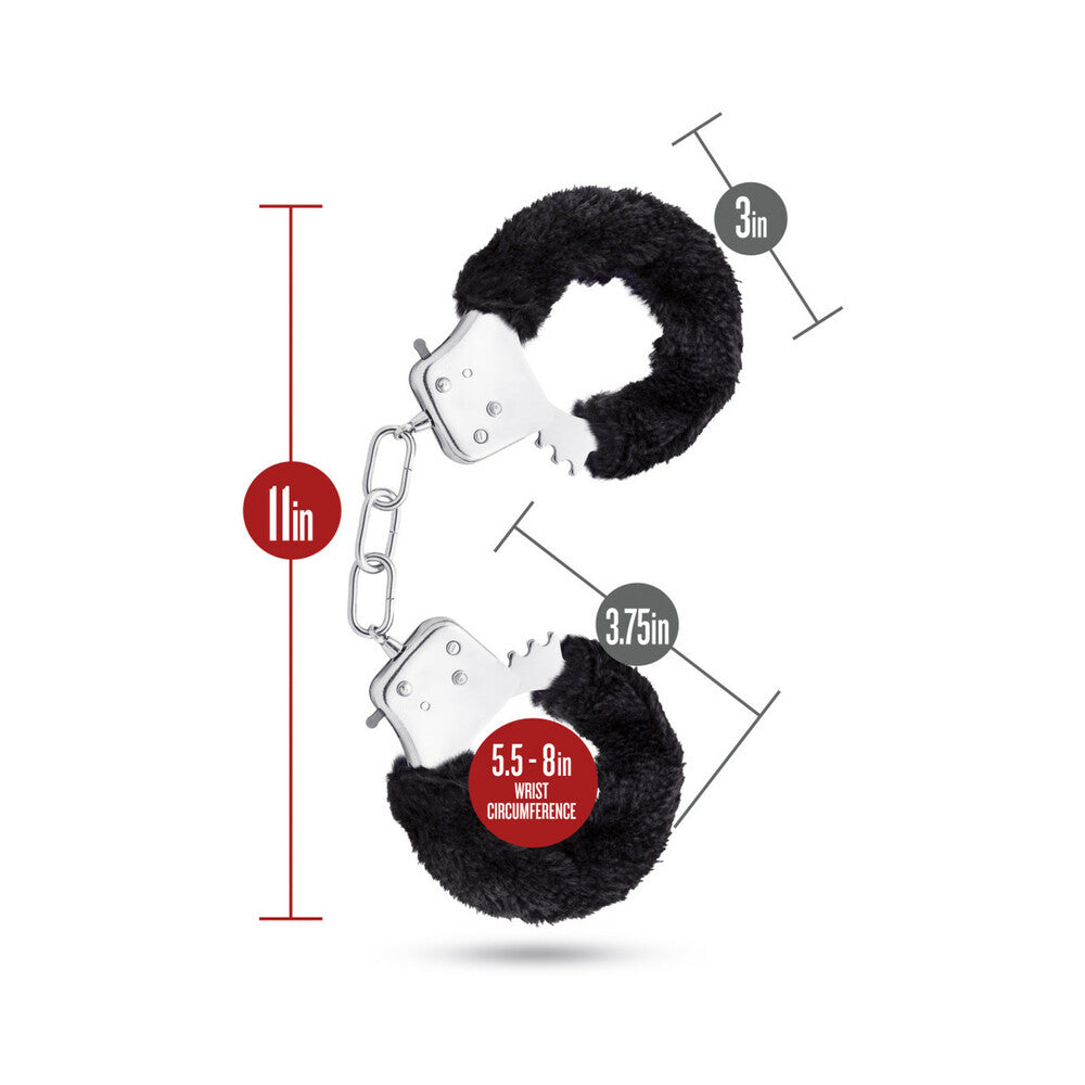 TEMPTASIA ADJUSTABLE FAUX FUR CUFFS BLACK