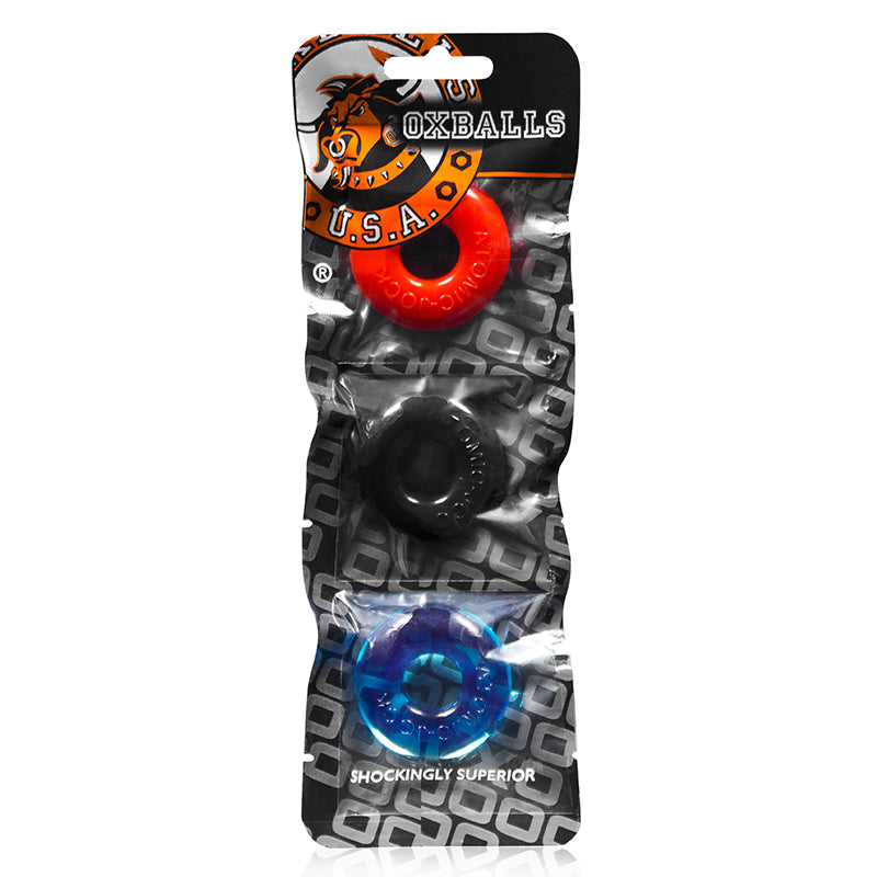 OXBALLS RINGER, 3-PACK OF DO-NUT-1, SMALL, MULTICOLOR