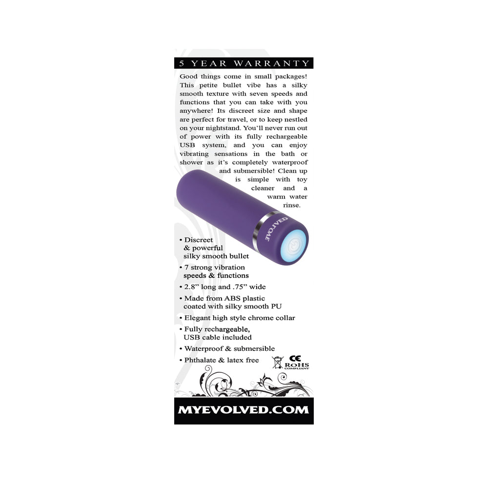 EVOLVED PURPLE PASSION RECHARGEABLE PETITE BULLET VIBRATOR