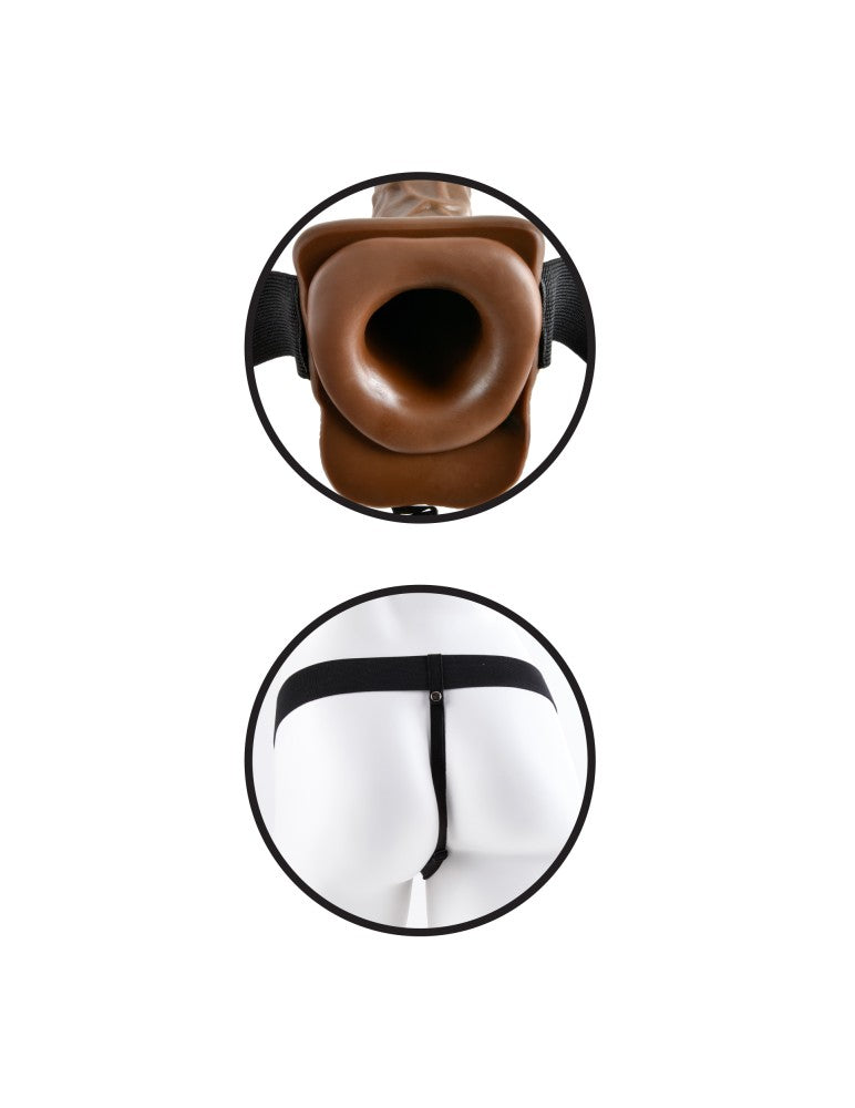 PIPEDREAM - FETISH FANTASY SERIES - 7" HOLLOW STRAP-ON WITH BALL BROWN/BLACK