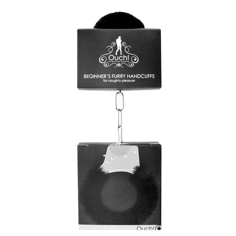 OUCH! BEGINNER''S FURRY HANDCUFFS WITH QUICK-RELEASE BLACK