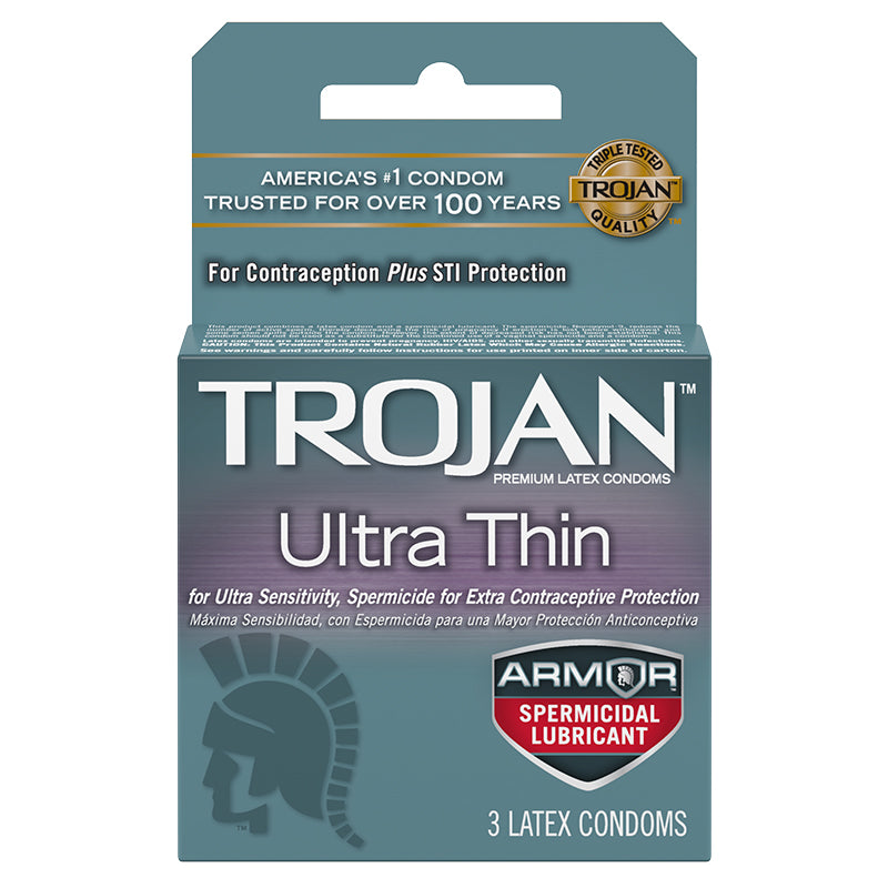 PARADISE MARKETING - TROJAN ULTRA THIN ARMOR (ESPERMICIDA) PAQUETE DE 3