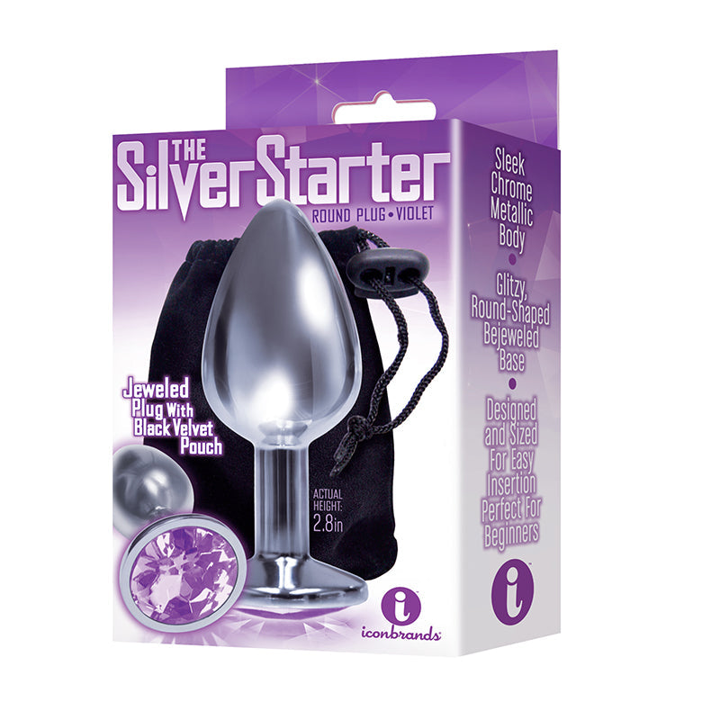 THE 9''S, THE SILVER STARTER, BEJEWELED STAINLESS STEEL PLUG, VIOLET