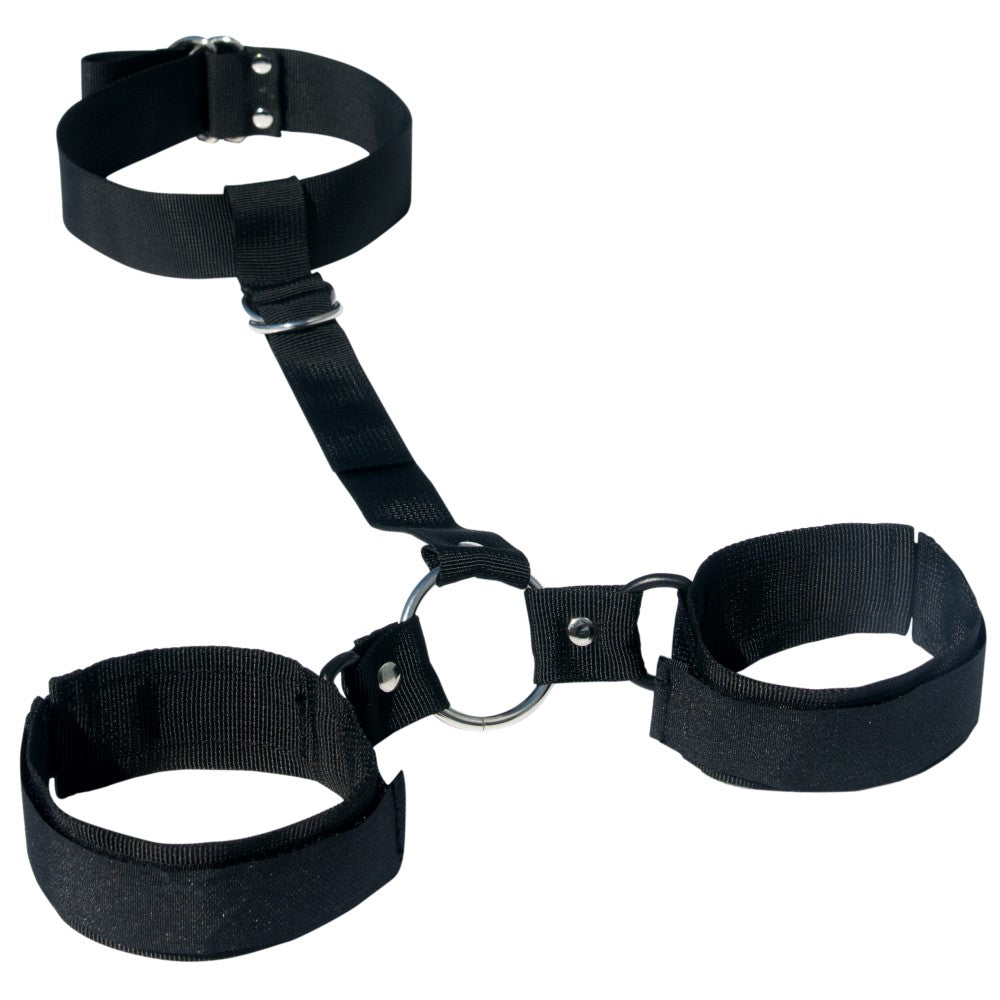 SPORTSHEETS - SEX & MISCHIEF SHADOW ADJUSTABLE NECK & WRIST RESTRAINT BLACK
