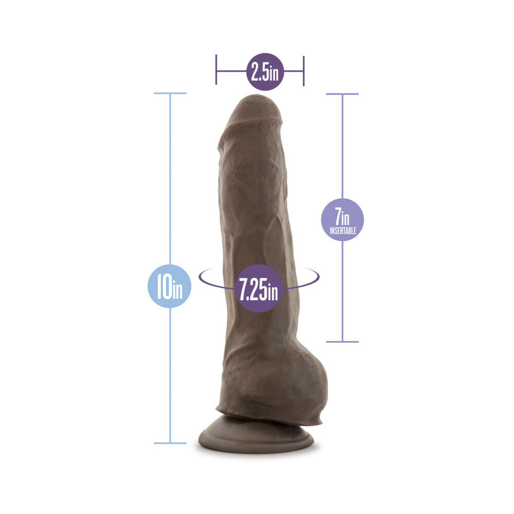 AU NATUREL BIG BOY 10 IN. POSABLE DUAL DENSITY DILDO WITH BALLS BROWN