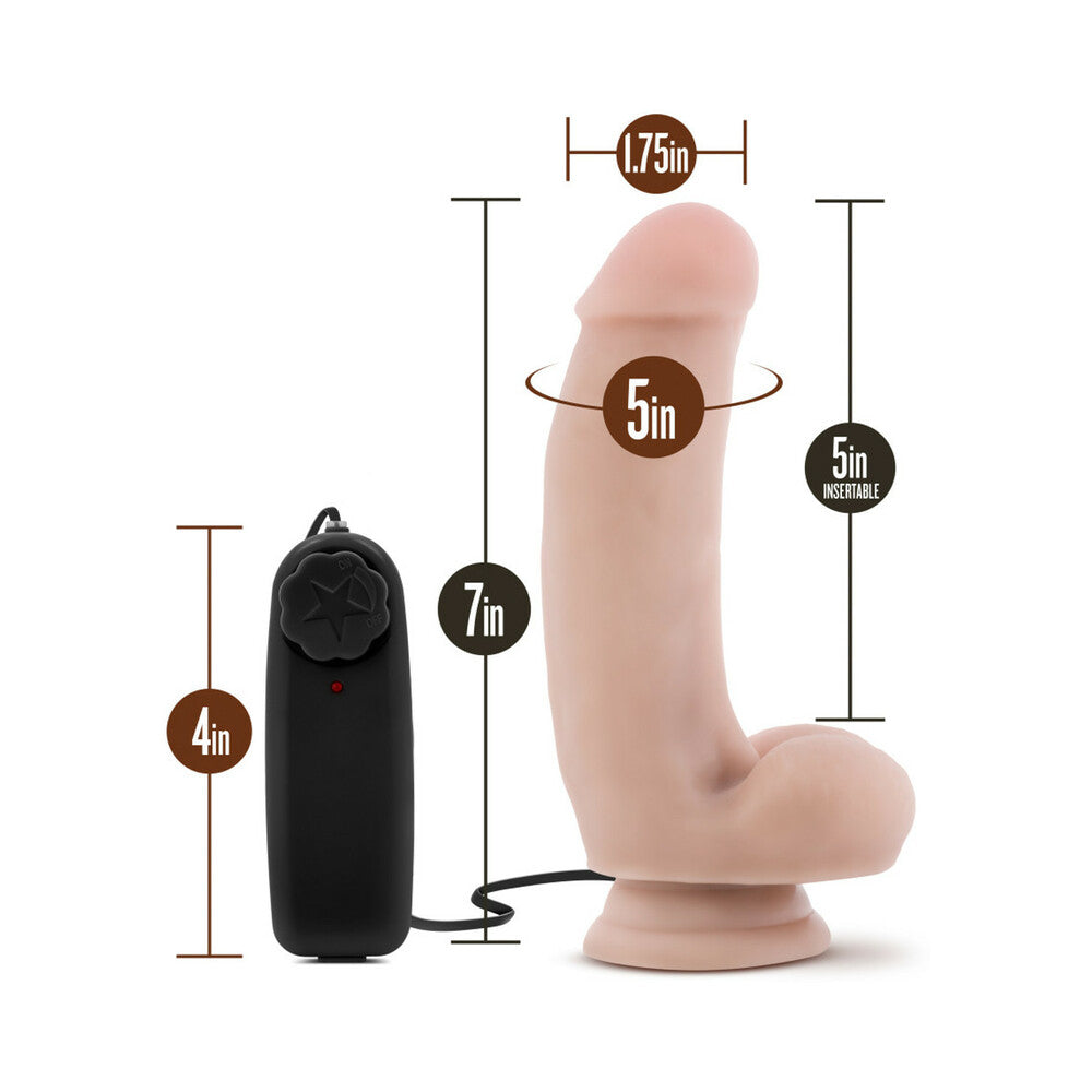 LOVERBOY THE QUARTERBACK 7 IN. VIBRATING DILDO WITH BALLS BEIGE